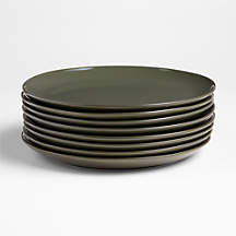 Hudson Burnt Green Stoneware Dinner Plates, Set of 8 + Reviews | Crate & Barrel
