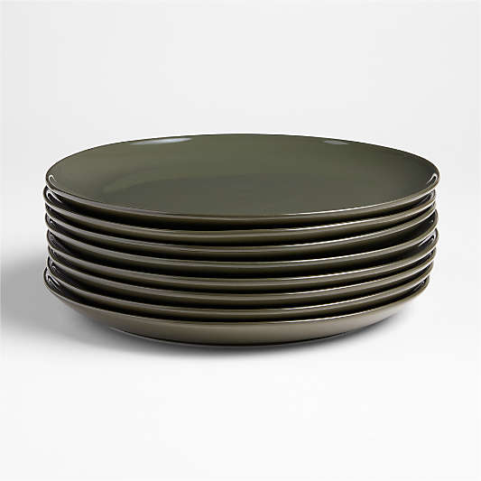 Hudson Burnt Green Stoneware Dinner Plates, Set of 8