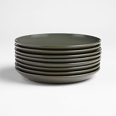 View Hudson Burnt Green Stoneware Salad Plates, Set of 8 details