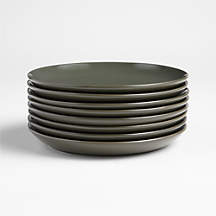 Hudson Burnt Green Stoneware Salad Plates, Set of 8 + Reviews | Crate & Barrel
