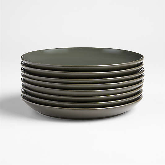 Hudson Burnt Green Stoneware Salad Plates, Set of 8