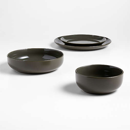 Hudson Burnt Green Stoneware Cereal Bowls, Set of 8