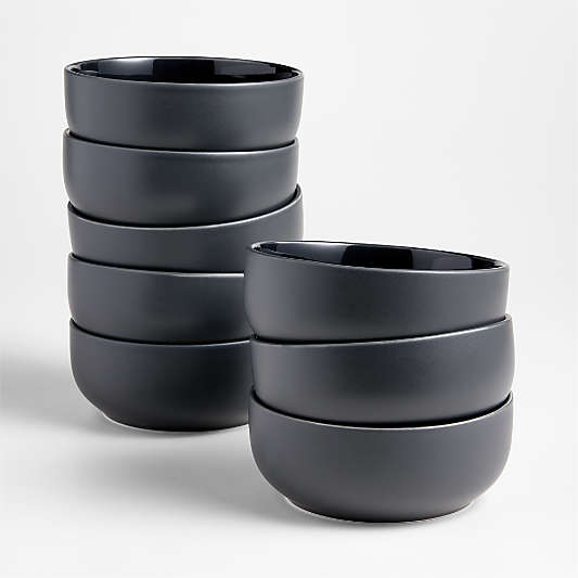 Hudson Charcoal Stoneware Cereal Bowls, Set of 8