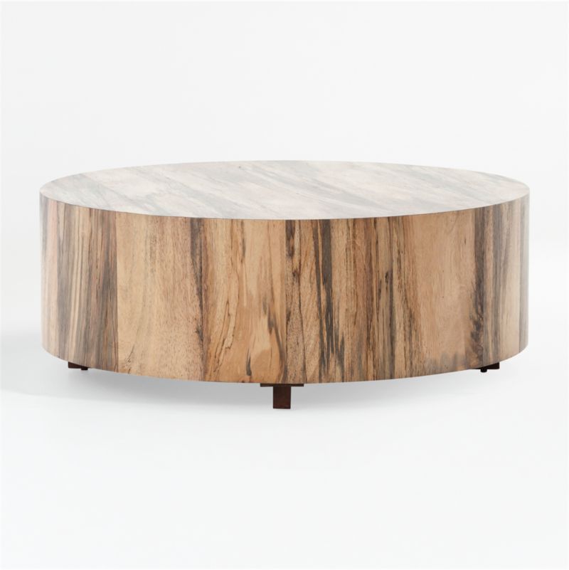 Dillon Spalted Primavera Round Wood Coffee Table | Crate & Barrel