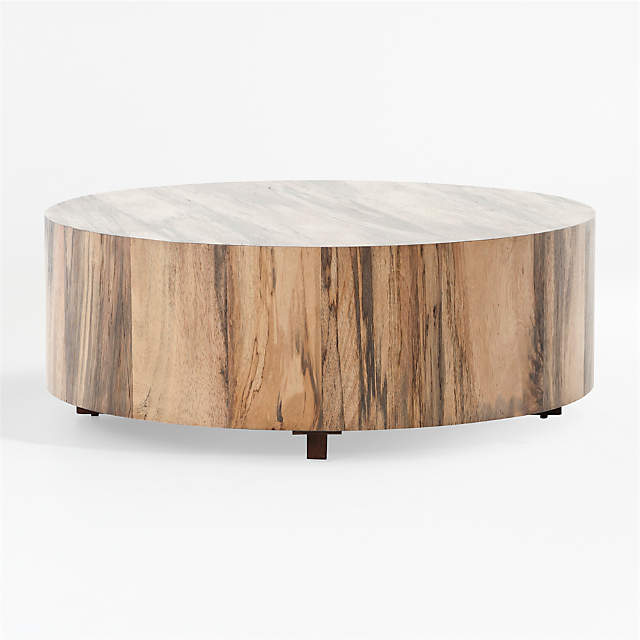 Dillon Spalted Primavera Round Wood, Round Large Coffee Tables