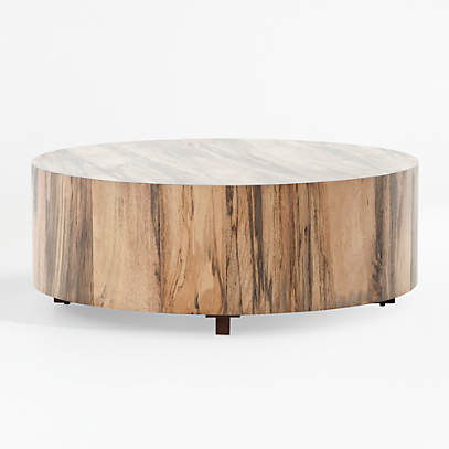 Dillon Spalted Primavera Round Wood, Round Wooden Coffee Table