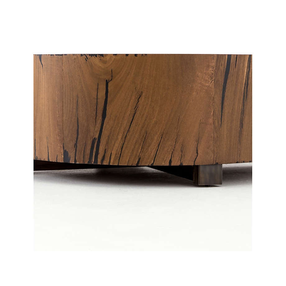 Crate&Barrel Dillon Natural Yukas Round Wood Coffee Table Square One