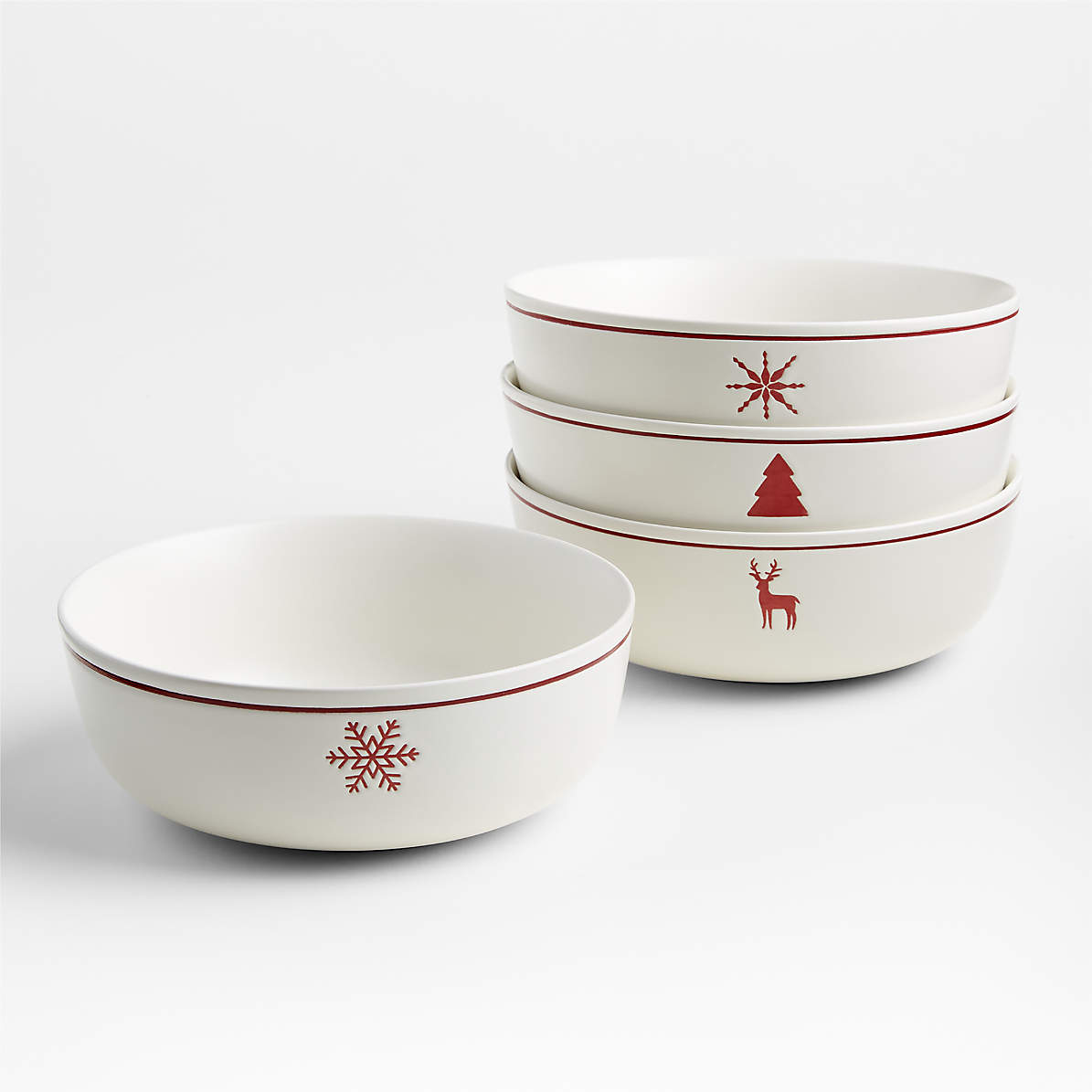 Red & White Holiday Ceramic Batter Bowl