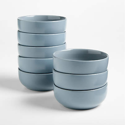 Hudson Mist Blue Stoneware Cereal Bowls, Set of 8