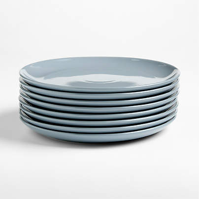 Hudson Mist Blue Stoneware Dinner Plates, Set of 8