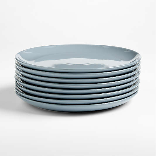 Hudson Mist Blue Stoneware Dinner Plates, Set of 8
