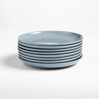 Hudson Mist Blue Stoneware Salad Plates, Set of 8
