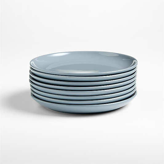 Hudson Mist Blue Stoneware Salad Plates, Set of 8