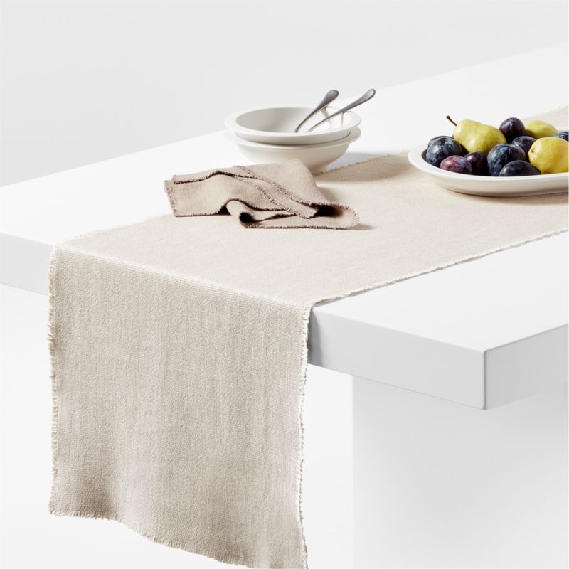 Hudson 120" Natural Linen Blend Woven Table Runner - image 0 of 2