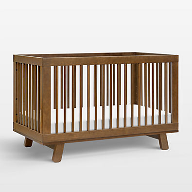 View Babyletto Hudson Natural Walnut Wood 3-in-1 Convertible Baby Crib with Toddler Bed Conversion Kit details