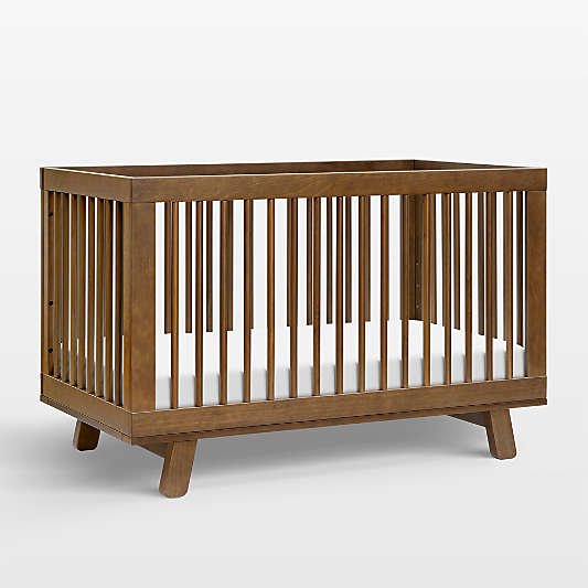 Babyletto Hudson Natural Walnut Wood 3-in-1 Convertible Baby Crib with Toddler Bed Conversion Kit