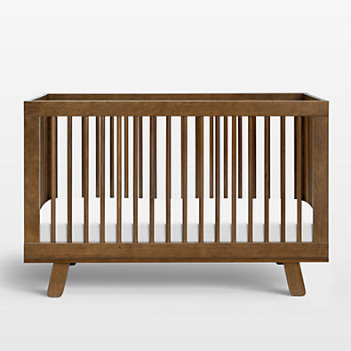 View Babyletto Hudson Natural Walnut Wood 3-in-1 Convertible Baby Crib with Toddler Bed Conversion Kit details