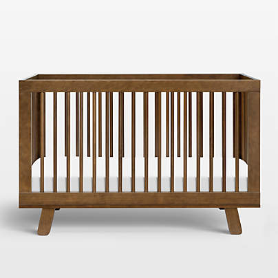 Babyletto Hudson Natural Walnut Wood 3-in-1 Convertible Baby Crib with Toddler Bed Conversion Kit
