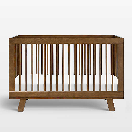 Babyletto Hudson Natural Walnut Wood 3-in-1 Convertible Baby Crib with Toddler Bed Conversion Kit