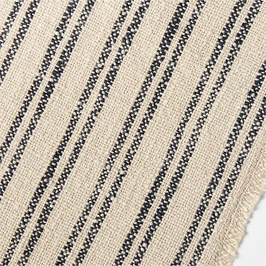 Hudson 120" Midnight Navy and Natural Stripe Table Runner