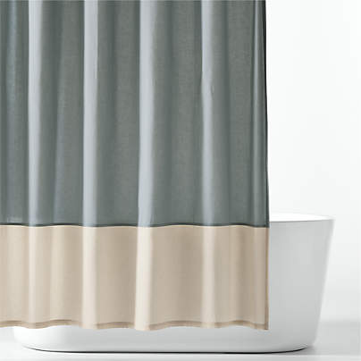 HueDrop Mist Blue Organic Cotton Kids Shower Curtain