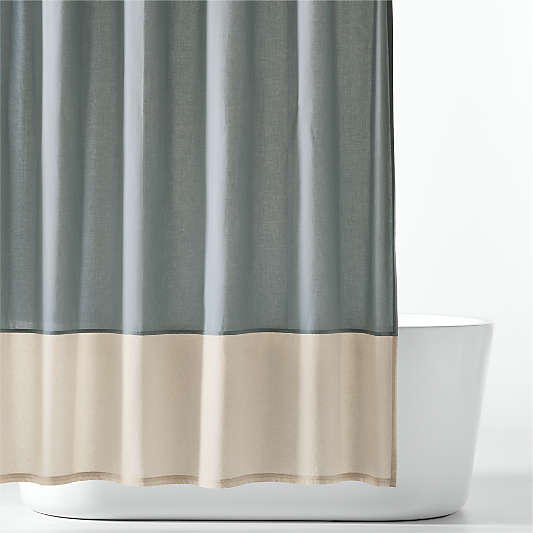 HueDrop Mist Blue Organic Cotton Kids Shower Curtain