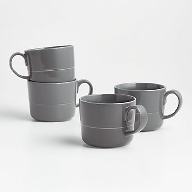 View Hue Dark Grey Mugs, Set of 4 details
