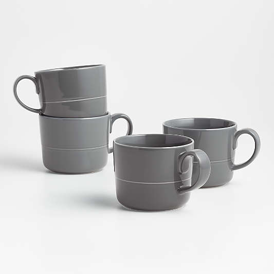 Hue Dark Grey Mugs, Set of 4