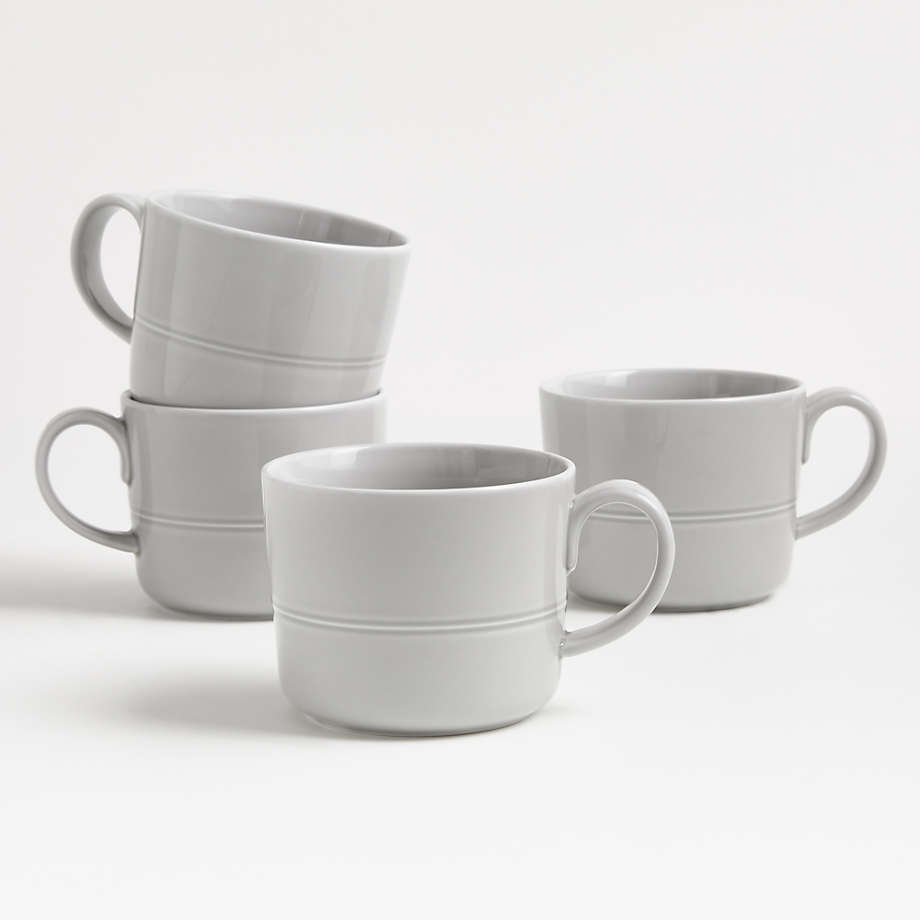 Hue Light Grey Mugs, Set of 4 + Reviews Crate & Barrel