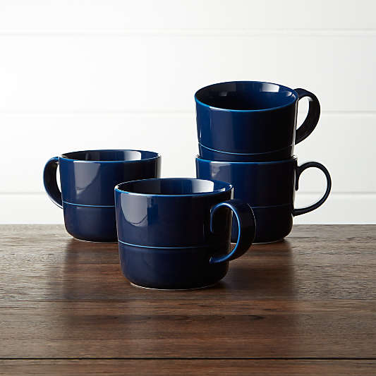 Hue Navy Blue Mugs, Set of 4