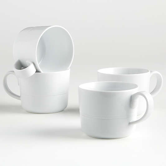 Hue White Mugs, Set of 4