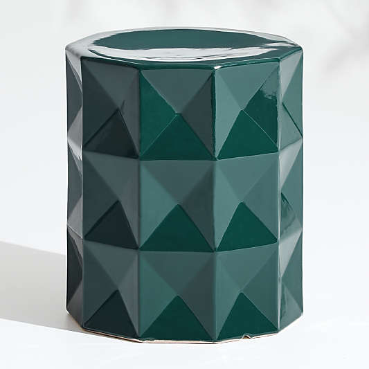 Hunter Green Faceted Garden Stool End Table