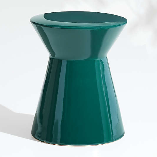 Hunter Green Spool Outdoor Stool End Table