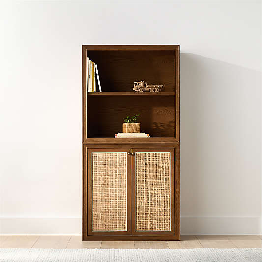 Hawes 32" Modular Hazlenut Oak Wood Kids Open Bookcase with Door by Jake Arnold