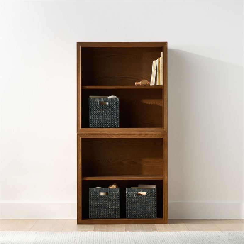 Hawes 32" Set of 2 Modular Hazlenut Oak Wood Open Kids Bookcases by Jake Arnold - image 1 of 3