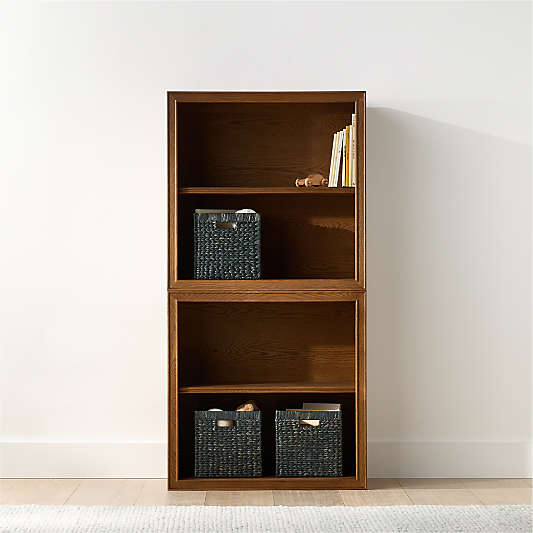 Hawes 32" Set of 2 Modular Hazlenut Oak Wood Open Kids Bookcases by Jake Arnold