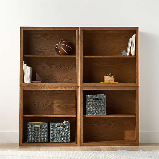 Hawes 64" Set of 4 Modular Hazlenut Oak Wood Open Kids Bookcases by Jake Arnold