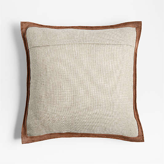 Hyde Woven Suede 20"x20" Brown Throw Pillow with Down-Alternative Insert