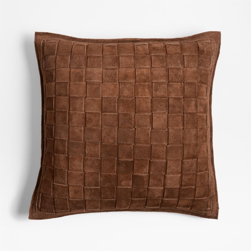 Hyde Woven Suede 20"x20" Brown Throw Pillow with Feather Insert - image 0 of 8