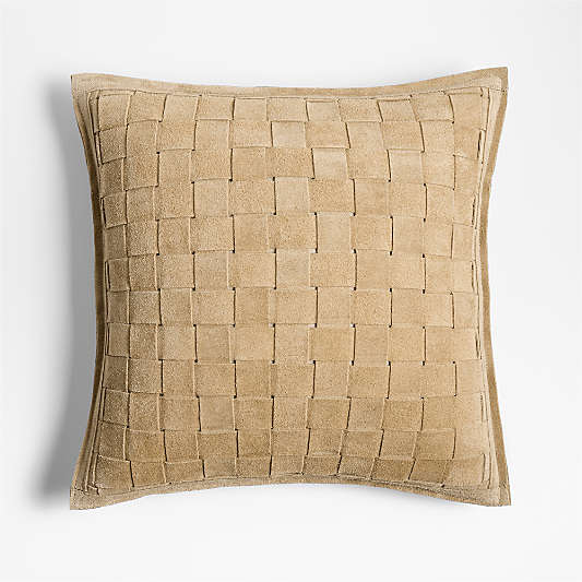 Hyde Woven Suede 20"x20" Camel Tan Throw Pillow