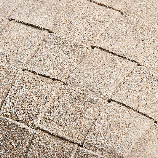 Hyde Woven Suede 20x20 Cream Throw Pillow with Feather Insert