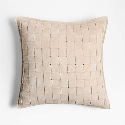 Hyde Woven Suede 20x20 Cream Throw Pillow Cover