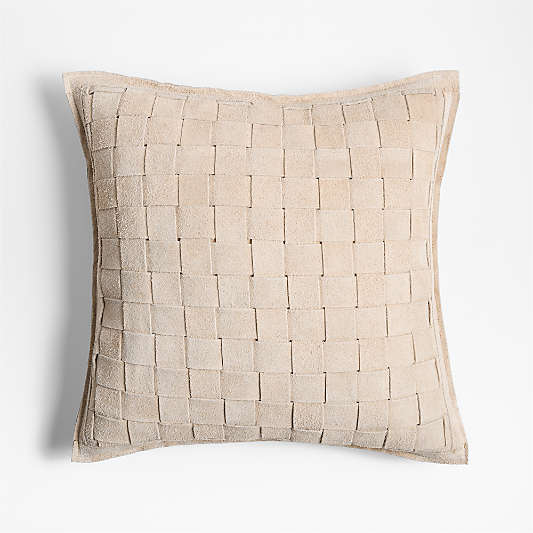 Hyde Woven Suede 20"x20" Cream Throw Pillow