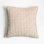 Hyde Woven Suede 20"x20" Light Grey Throw Pillow with Feather Insert