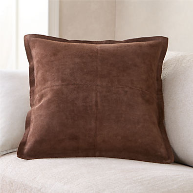 View Hyde Pieced Suede 23"x23" Brown Throw Pillow with Feather Insert details