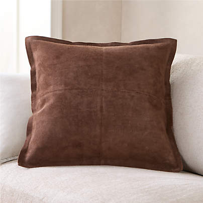 Hyde Pieced Suede 23"x23" Brown Throw Pillow Cover