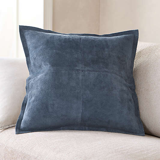 Hyde Pieced Suede 23"x23" Coy Blue Throw Pillow