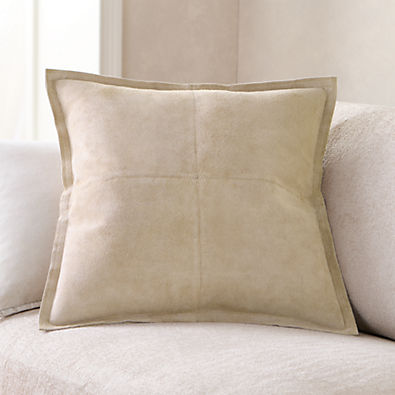 View Hyde Pieced Suede 23"x23" Cream Throw Pillow with Feather Insert details