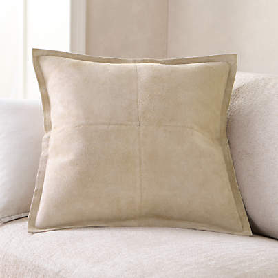 Hyde Pieced Suede 23"x23" Cream Throw Pillow Cover