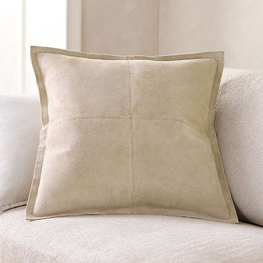 Hyde Pieced Suede 23"x23" Cream Throw Pillow Cover